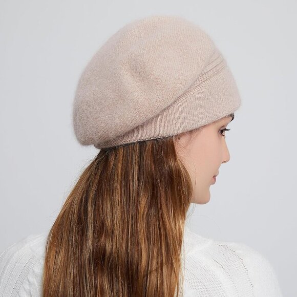 Women Beret Knitted Wool Acrylic Double Layer Stylish French Winter Hat